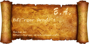 Bürger Arnót névjegykártya